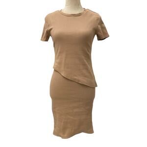 Legoe Heritage Maternity Size 0 Beige Neutral Ribbed Knit Knee Length Dress